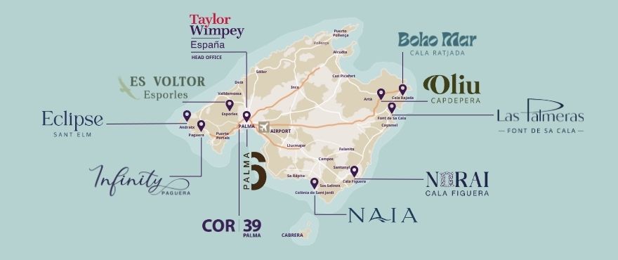 Map New properties of Taylor Wimpey Spain for sale Mallorca Map New properties of Taylor Wimpey Spain for sale Mallorca
