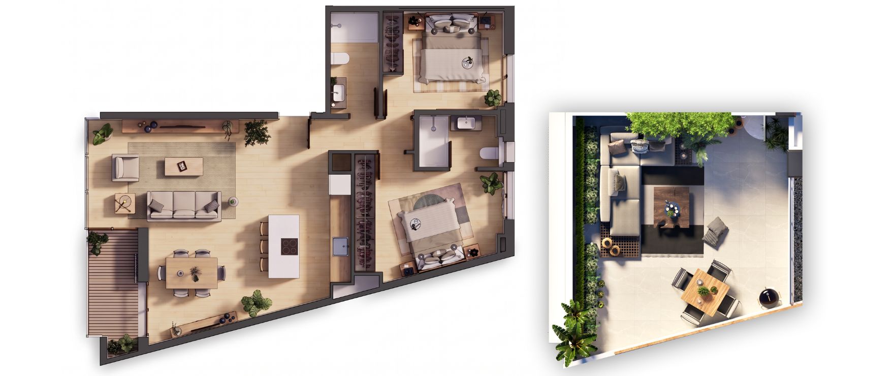 6 Palma: floor plan 2 bedrooms penthouse with solarium