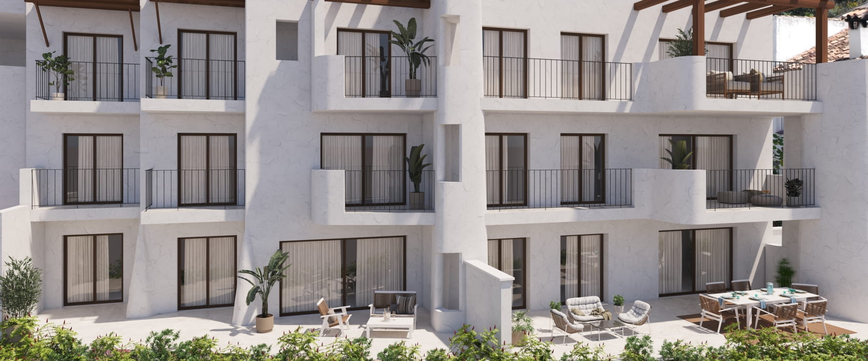 Terraza de los nuevos apartamentos de Fuente Lirios, Benahavís.