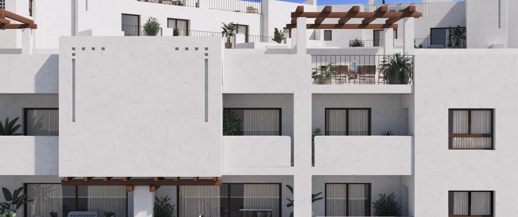 Terrace at the new apartments at Fuente Lirios, Benahavís.