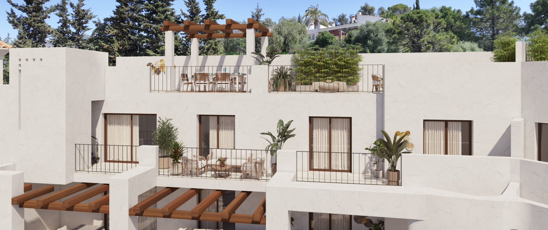 Terraza de los nuevos apartamentos de Fuente Lirios, Benahavís.