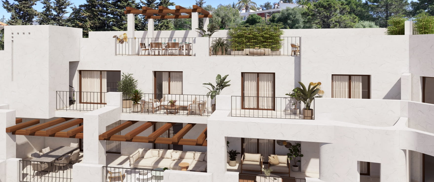 Terrace at the new apartments at Fuente Lirios, Benahavís.