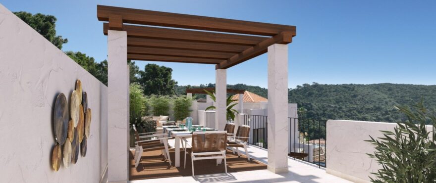Terrace at the new apartments at Fuente Lirios, Benahavís.