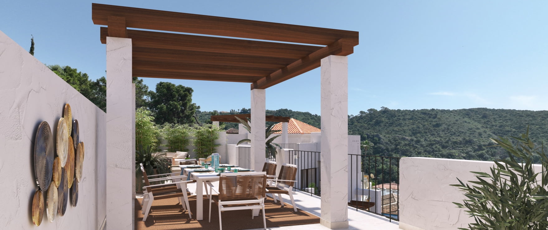 Terrace at the new apartments at Fuente Lirios, Benahavís.