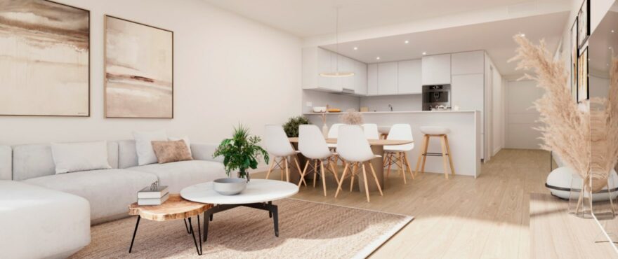 Bright living room at the new homes at Siena