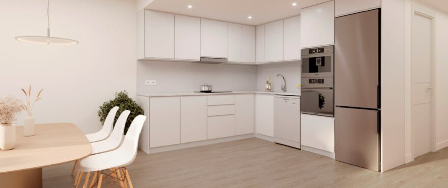Fitted open-plan kitchen