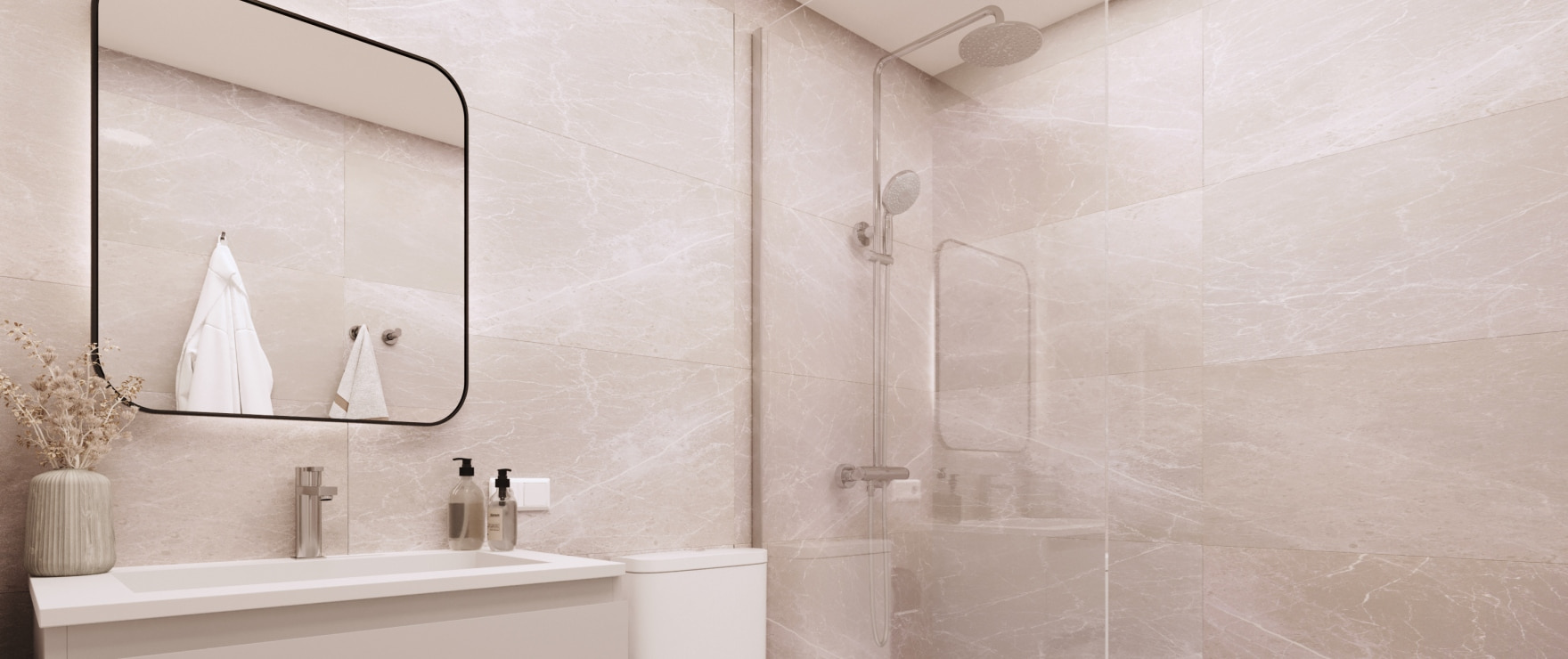 Modern, equipped bathroom