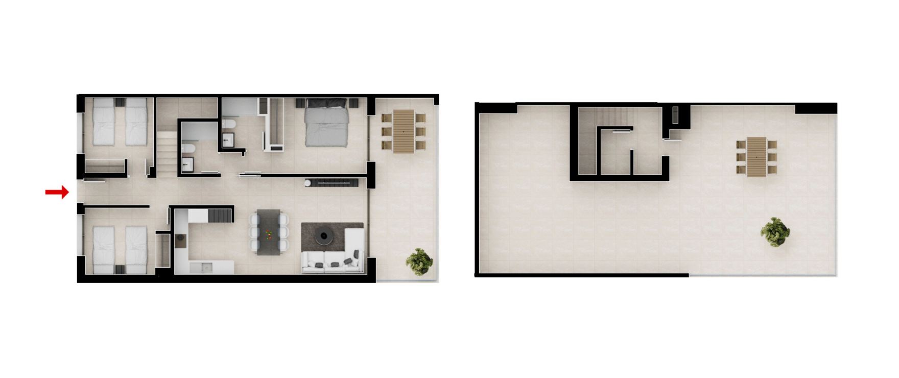 Siena, plan of 3-bedroom penthouse apartment