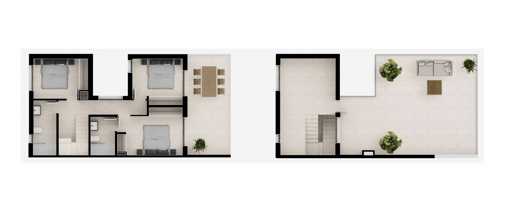 Siena, plan of 3-bedroom townhouse