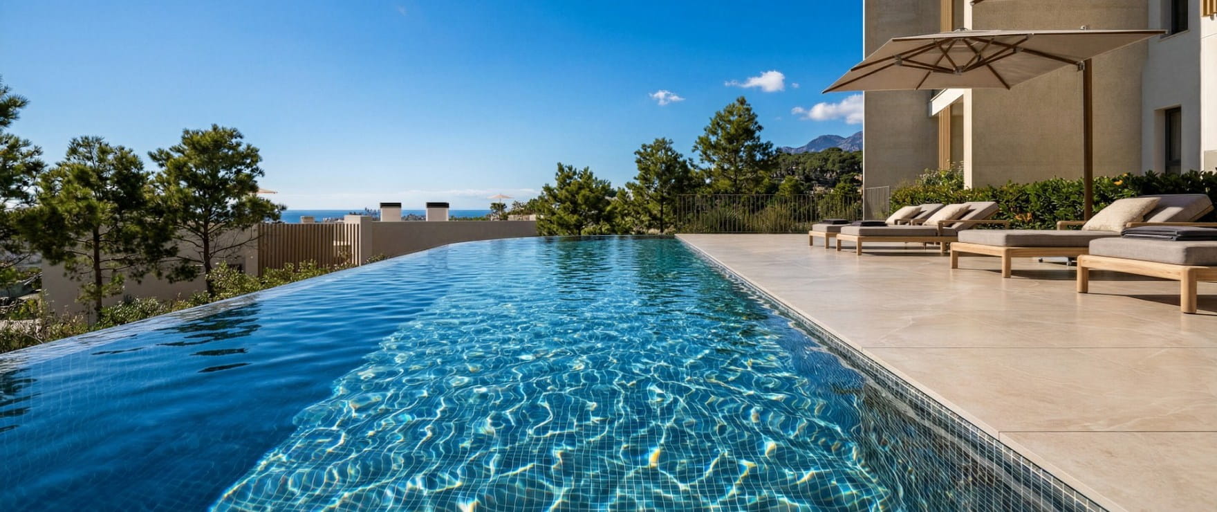 Infinity, neue Apartments mit Gemeinschafts-Infinity-Pools in Peguera.