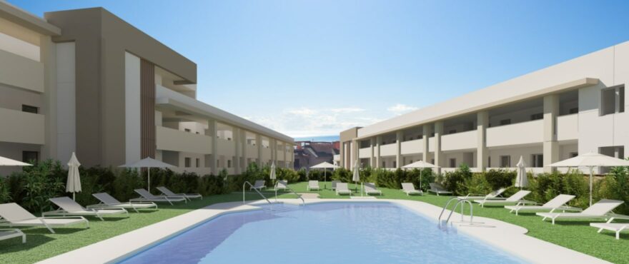 New exclusive homes with communal pool in Bahía de las Rocas.