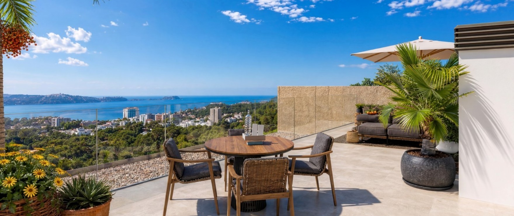 Infinity, penthouse-Wohnungen mit Dachterrasse und spektakulärem Ausblick in Peguera, Mallorca.