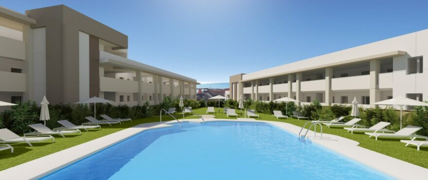 New exclusive homes with communal pool in Bahía de las Rocas.