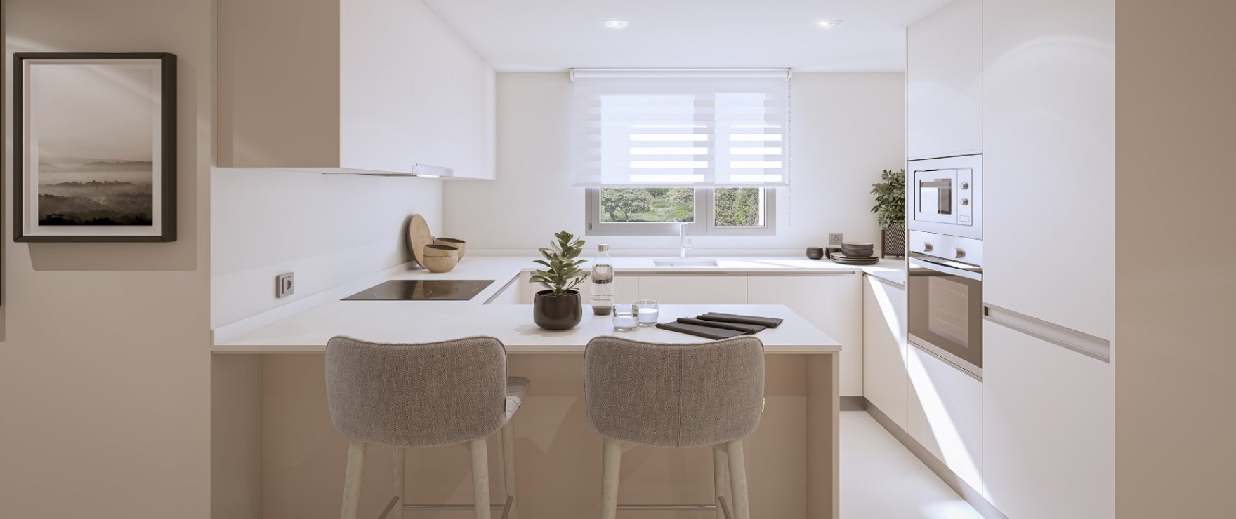 Integrated fitted kitchen and living room. Integrated fitted kitchen and living room.