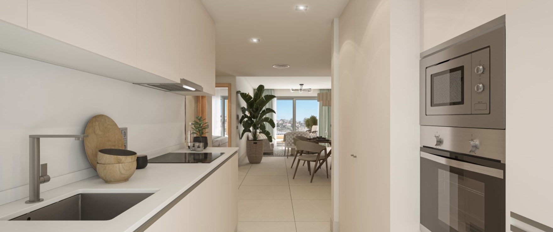 Integrated fitted kitchen and living room. Integrated fitted kitchen and living room.