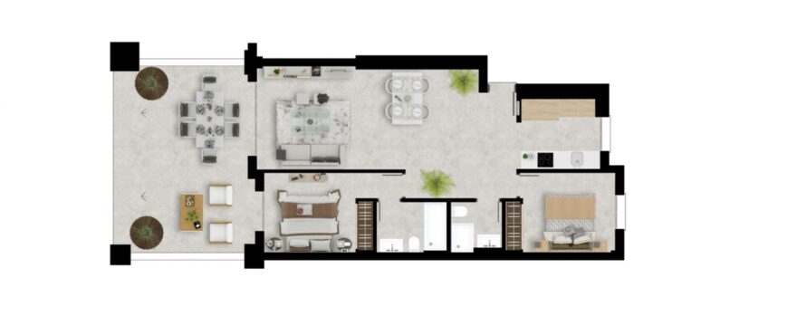 Grand Bay, Bahía de las Rocas – Plan of the 2-bedroom apartment