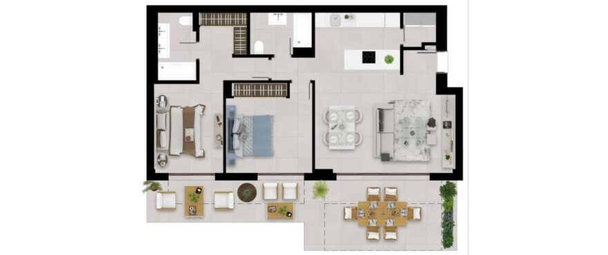 Almazara Gardens: Floorplan 2 bedrooms.