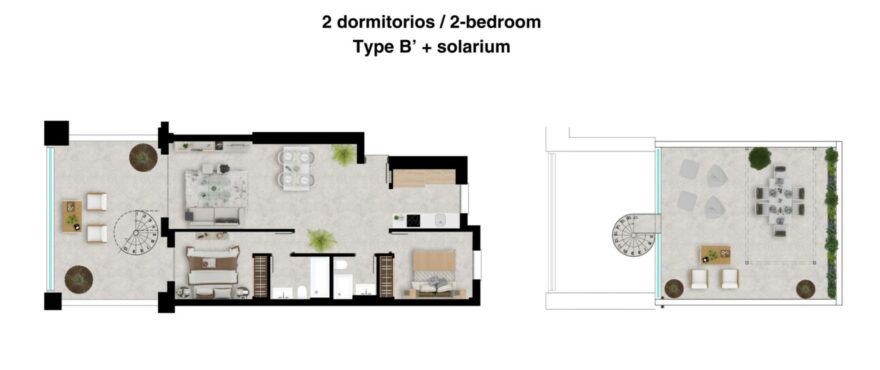 Grand Bay, Bahía de las Rocas – Plan of the 2-bedroom apartment-Type B'