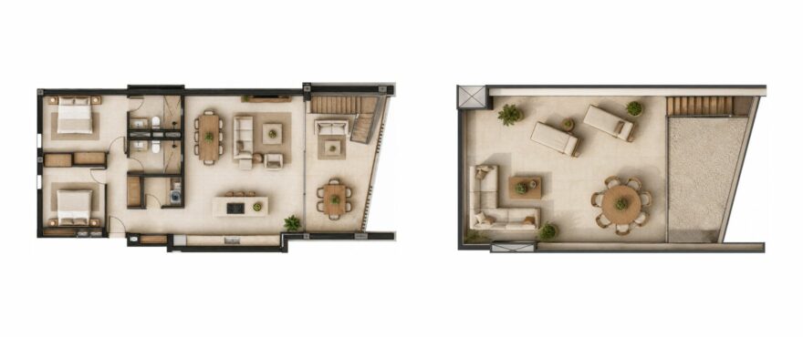 Infinity, Paguera – 2-bedroom penthouse floor plan with solarium