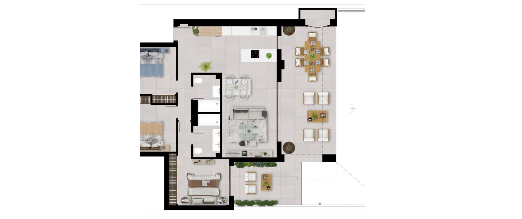 Almazara Gardens: Grundriss Apartment mit 3 Schlafzimmern Almazara Gardens: Grundriss Apartment mit 3 Schlafzimmern