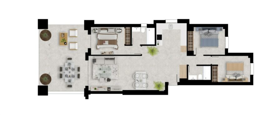 Grand Bay, Bahía de las Rocas – Plan of the 3-bedroom apartmenta-Type A