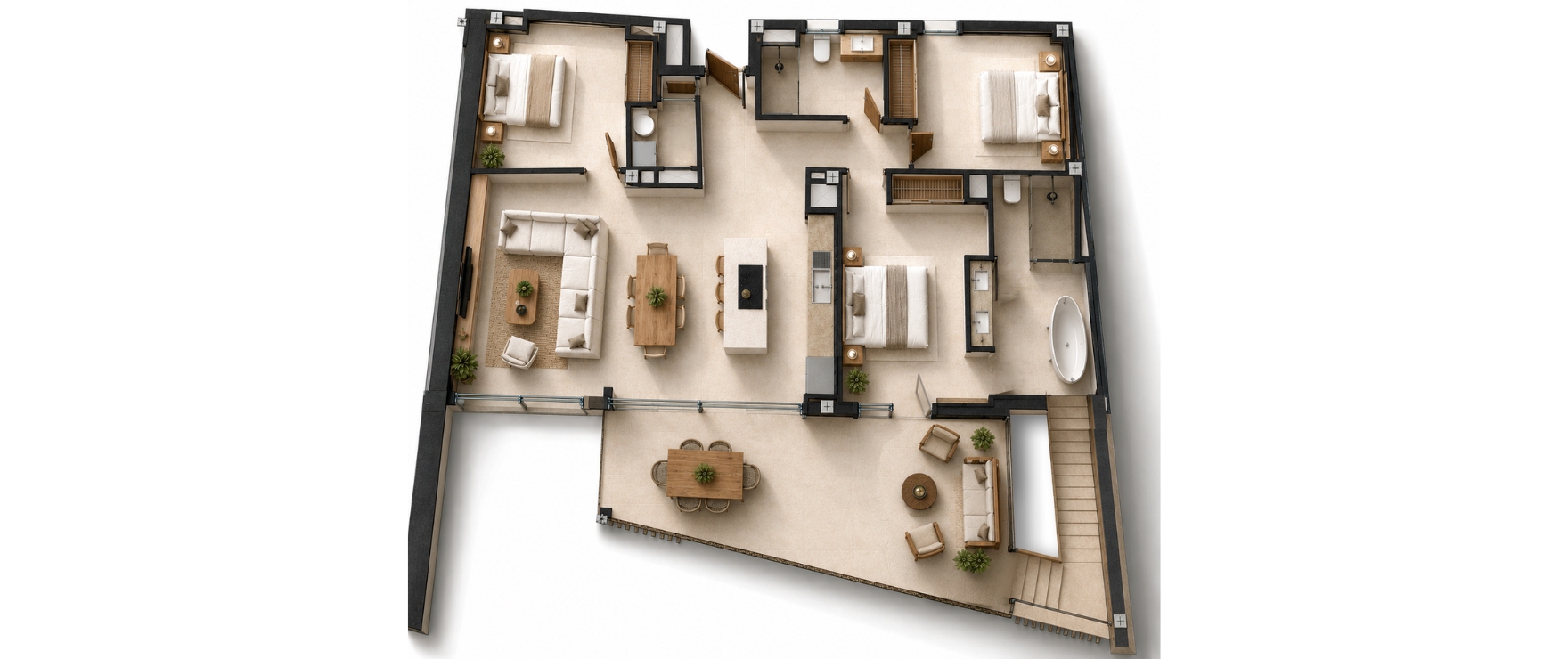 Infinity, Paguera – Grundriss einer 3-Zimmer-Wohnung