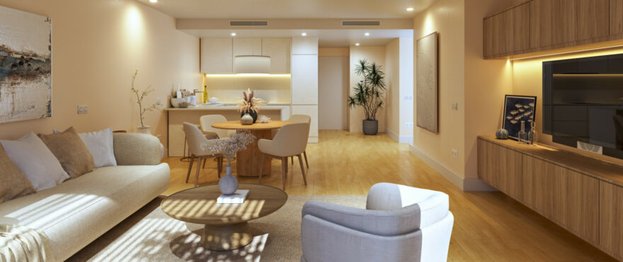 COR 39: Fitted kitchen integrated with the living room.