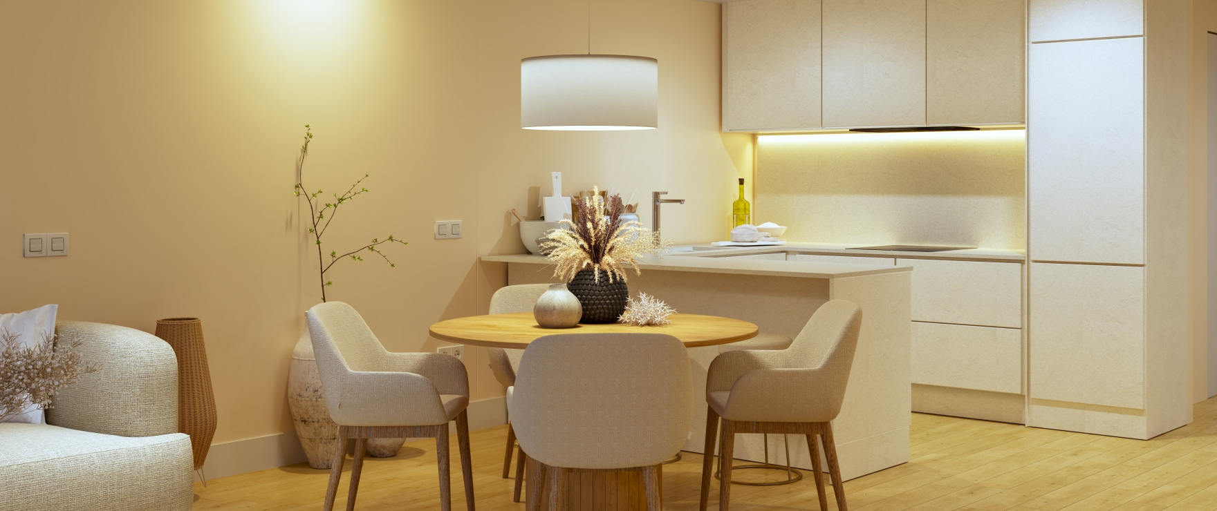 COR 39: Fitted kitchen integrated with the living room. COR 39: Fitted kitchen integrated with the living room.