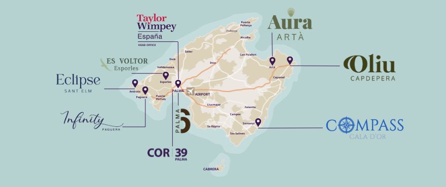 Carte des résidences Taylor Wimpey España à Mallorca