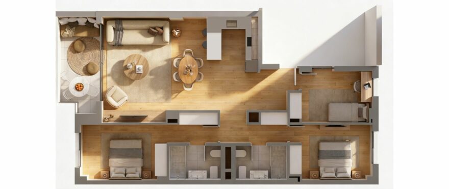 COR 39, plano apartamento 3 dormitorios
