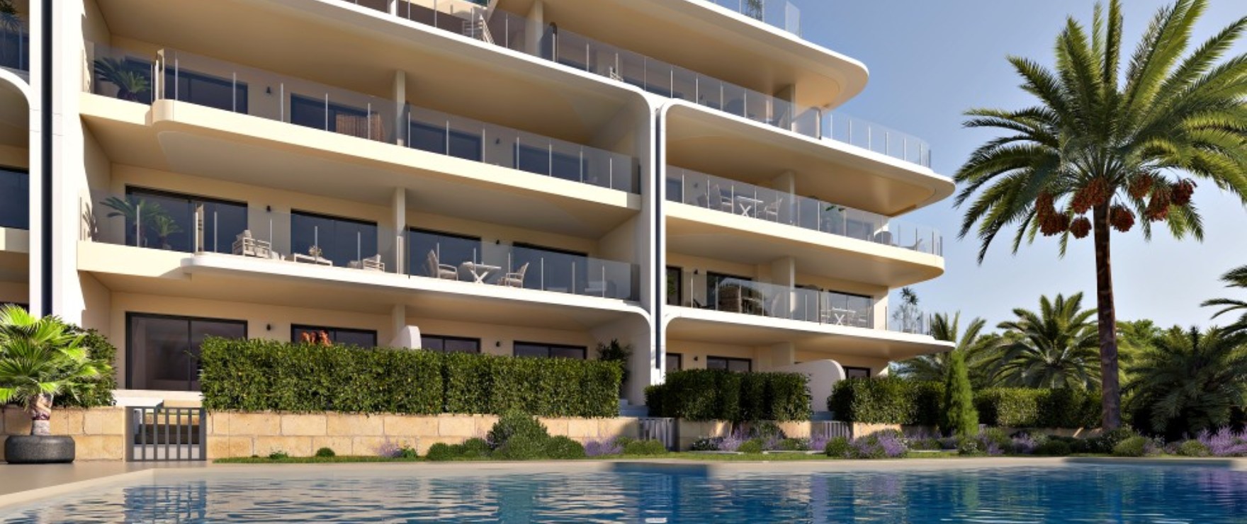 Las Palmeras: Nuevos apartamentos con piscina comunitaria y zonas ajardinadas en Font de Sa Cala Las Palmeras: Nuevos apartamentos con piscina comunitaria y zonas ajardinadas en Font de Sa Cala