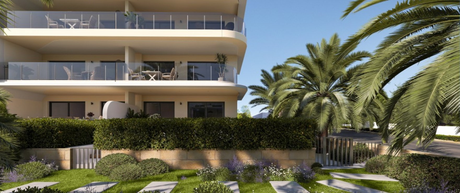 Las Palmeras: Nuevos apartamentos con piscina comunitaria y zonas ajardinadas en Font de Sa Cala Las Palmeras: Nuevos apartamentos con piscina comunitaria y zonas ajardinadas en Font de Sa Cala