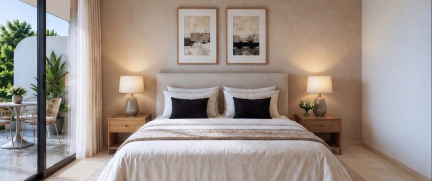 Las Palmeras: Bright bedroom.