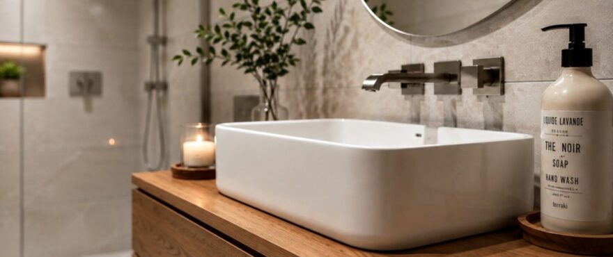 Las Palmeras: Full, modern bathroom