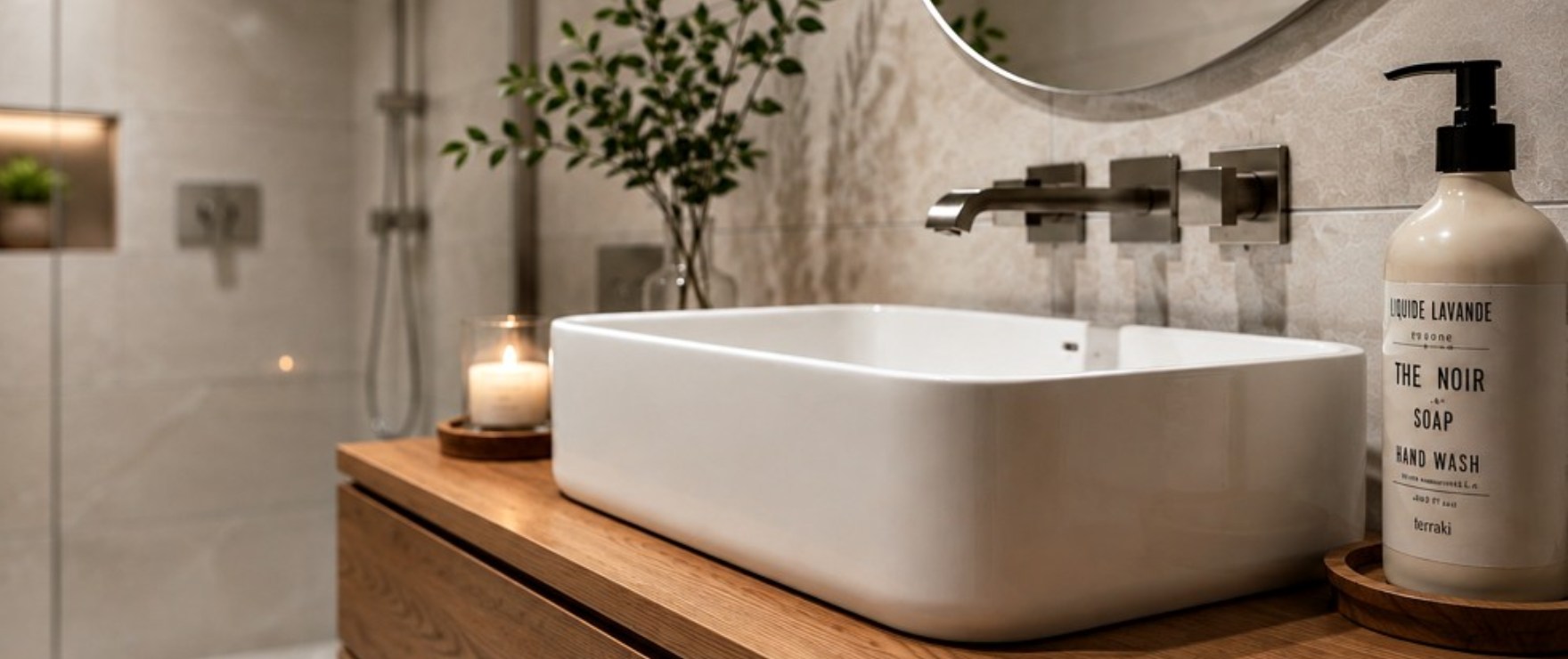 Las Palmeras: Baño moderno y completo. Las Palmeras: Baño moderno y completo.