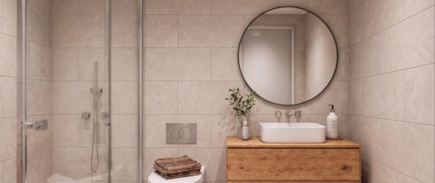 Las Palmeras: Full, modern bathroom