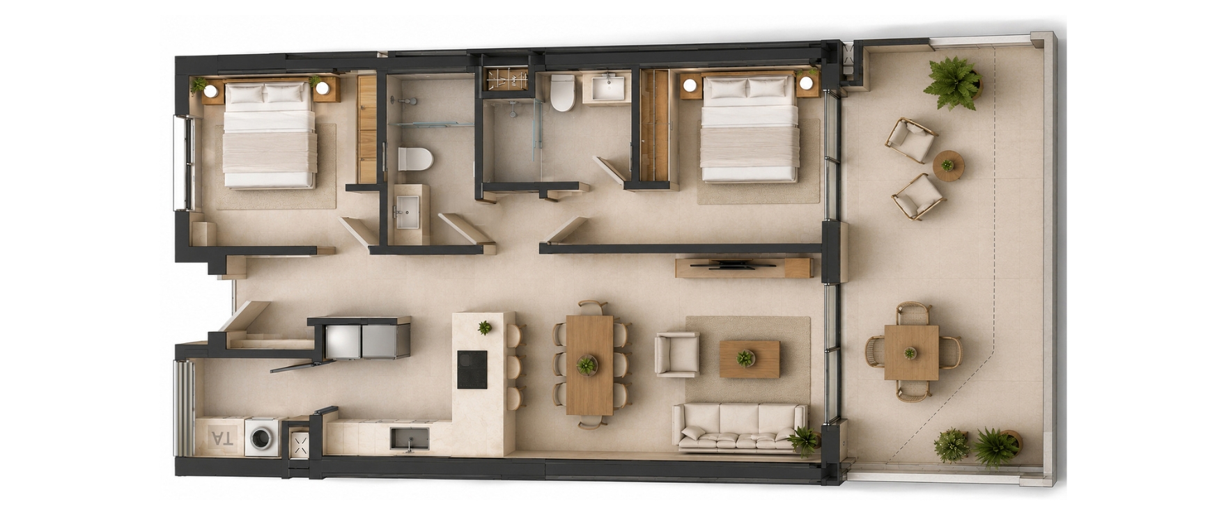 Plano1: Apartamento de 2 dormitorios